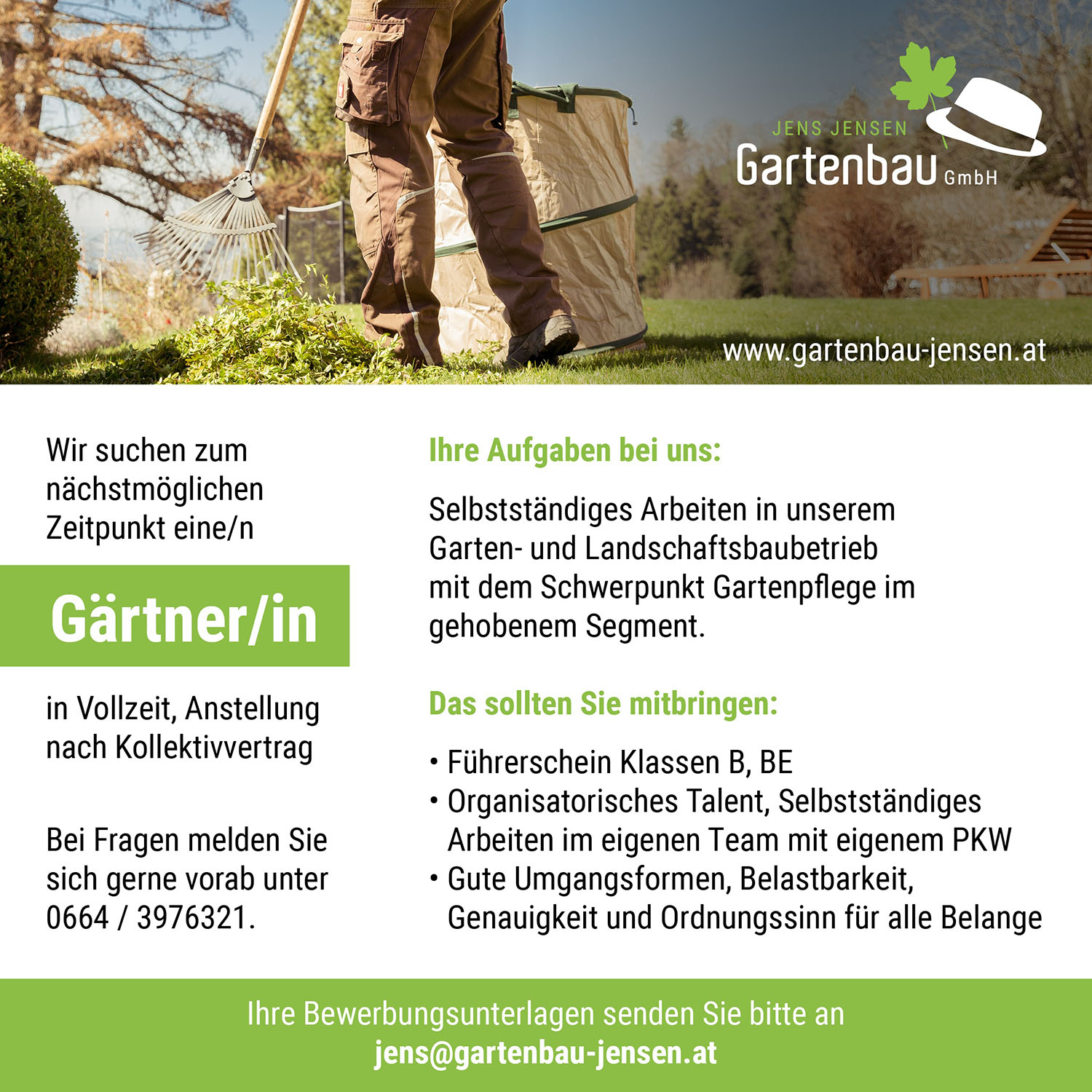 Stellenanzeige für Gärtner
